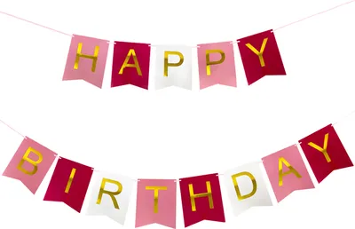 Produktbild von Oblique Unique Happy Birthday Girlande Wimpel Banner 3,5m für Kinder Geburtstag Party Hänge Deko - pink rosa weiß
