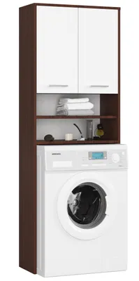 Produktbild von Akord Bad-Hochschrank Für Über Die Waschmaschine Wenge/Weiß 64X30X180 Cm