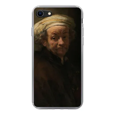 Produktbild von MuchoWow® Handyhülle Schutzhülle Hülle für iPhone SE 2020 Selbstbildnis als Apostel Paulus - Gemälde von Rembrandt van Rijn Silikon Softcase Handy Hülle - Kartenbesitzer