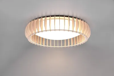 Produktbild von lightling Jonte LED Deckenleuchte, Modern, Ø 60 cm, Höhe: 14 cm, weiß, Kunststoff & Holz, Fernbedienung, integrierter Dimmer, max: 38W