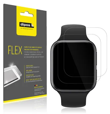 Produktbild von 2x Schutzfolie für OPPO Watch 3 Folie, 100% Displayabdeckung, dipos Flex