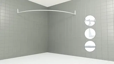 Produktbild von Erica Duschvorhangstange Ecke, 140x140 cm, Duschstange Winkel, Wandmontage für Badewannen, unterstützt ohne Deckenbefestigung, Stahl Weiß