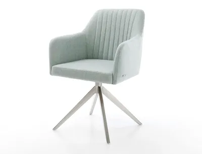 Produktbild von DELIFE Drehstuhl Greg-Flex Stripes Mint Kreuzgestell breit Edelstahl 360° drehbar Wippfunktion