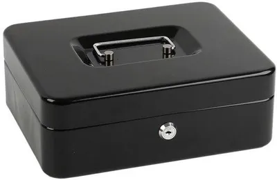 Zdjęcie produktu dla Przenośna kasetka na pieniądze – z zamkiem – z przegródką na monety – 25 × 20 × 9 cm – zamykana – mała przenośna kasetka na pieniądze – do domu, biura i na imprezy