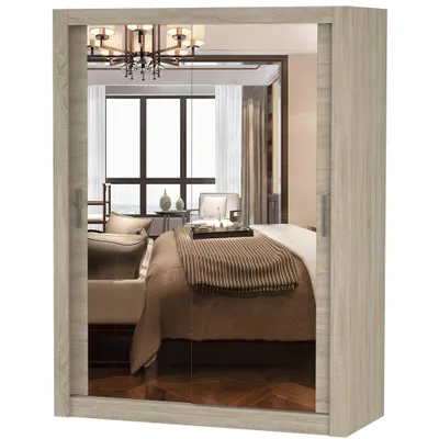 Image de Armoire à portes coulissantes Armoire 150cm Sonoma/Sonoma avec deux miroirs MILAN