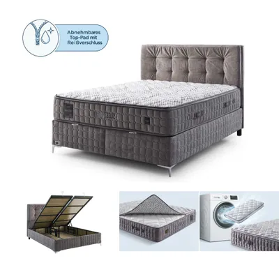 Produktbild von Bambi Boxspringbett 120x200 mit Bettkasten mit Matratzen Sleepure Set Waschbar Top-Pad