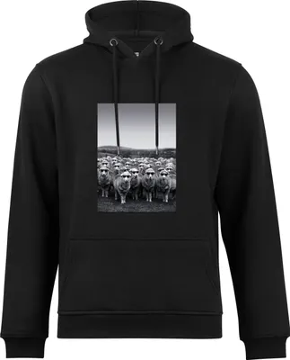 Produktbild von Cotton Prime® Kapuzensweatshirt Schafe mit Sonnenbrille M schwarz