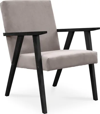 Produktbild von BETTSO Sessel Gepolsterter Cocktailsessel LISEK Beige Beine in Schwarz