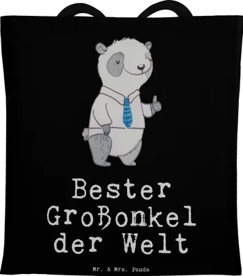 Produktbild von Mr. & Mrs. Panda Shopping Tasche Panda Bester Großonkel der Welt - Schwarz - Geschenk, Laptoptasche, dokumententasche, Schultasche, Onkel, Geschenkidee, Tote Bag