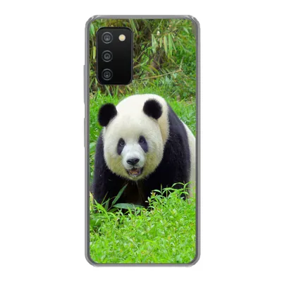 Produktbild von MuchoWow® Handyhülle Schutzhülle Hülle für Samsung Galaxy A03s Panda - Gras - Tier Silikon Softcase Handy Hülle - Schutz