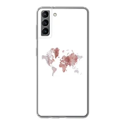 Produktbild von MuchoWow® Handyhülle Schutzhülle Hülle für Samsung Galaxy S21 Plus Weltkarte - Rosa - Farbe Silikon Softcase Handy Hülle - Handy-Tasche