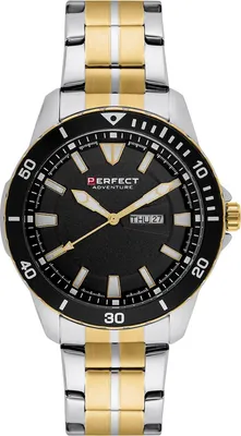 Produktbild von Klassische Herrenuhr 45mm Edelstahl Quarzwerk wasserdicht 30m silber-golden schwarz