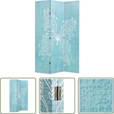 Produktbild von The Living Store Raumteiler klappbar 120 x 170 cm Schmetterling Blau