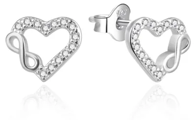 Image de Boucles d'oreilles en argent Cœurs avec infini AGT-E230PW
