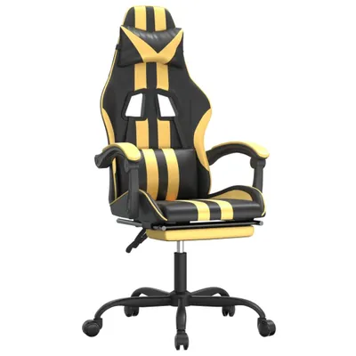 Produktbild von Gaming-Stuhl mit Fußstütze Schwarz und Golden Kunstleder