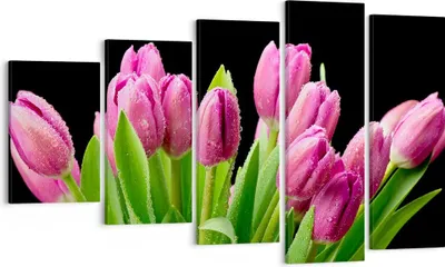 Produktbild von Bild auf Leinwand - Leinwandbild - Tulpen Blumenstrauß Tau Tropfen - 100x60cm - Wand Bild - Wanddeko - Leinwanddruck - Bilder - Kunstdruck - Leinwand bilder - Wandkunst - EG100x60-2486