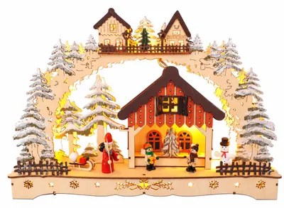 Produktbild von Lichterbogen Schwibbogen Weihnachten LED Holz Weihnachtsdorf Fensterdeko