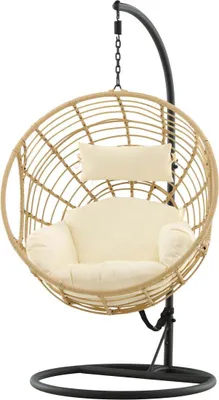 Produktbild von FURNLUX Outdoor Hängesessel Viga Beige Und Schwarz 105cm / Hauptfarbe: Beige / Abmessungen: 105 x 160 x 186 cm