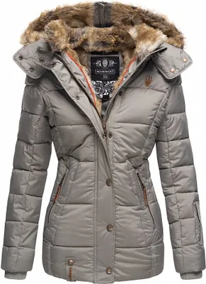 Produktbild von Marikoo Damen Winterjacke Steppjacke Kurz Parka Jacke Kapuze gefüttert NEKOO Grau Gr: 34 - XS