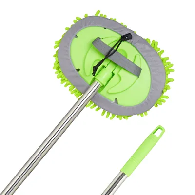 Immagine prodotto di Spazzola per auto Relaxdays con manico telescopico, 2 in 1, spazzola per auto da 160 cm, microfibra, spazzola per la pulizia dell'auto, verde/argento