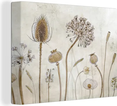 Obrázek produktu pro OneMillionCanvasses® - Obrazy na plátně - Květiny - Akvarel - Zátiší - Hnědá - Vintage, nástěnné umění, nástěnné dekorace obrazy obývací pokoj, 120x90cm