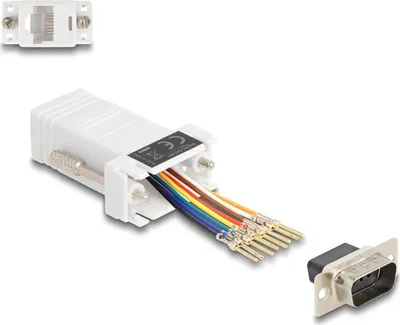 Produktbild von DELOCK Adapter D-Sub9 -> RJ45 St/Bu Montagesatz weiß