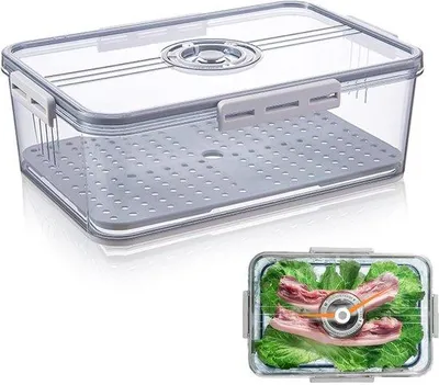 Productafbeelding van Airtight Lunch Box - Grote Koelkastopslagdoos met Deksel - Herbruikbare Plastic Bewaarbox voor Brood, Groenten, Fruit - 32.5 x 22.5 x 11