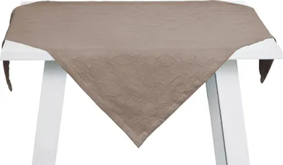 Produktbild von Pichler bügelfreier Jacquard floral Mitteldecke 1er Set 100 x 100 cm JUNO Rechteck taupe , 2 cm breit gesäumt