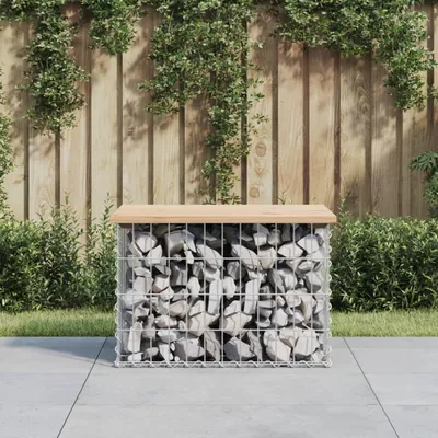 Produktbild von "im Angebot" Gartenbank 2-Personen - Parkbank - aus Gabionen 63x44x42 cm Massivholz Kiefer - Gartenbänke CC22900