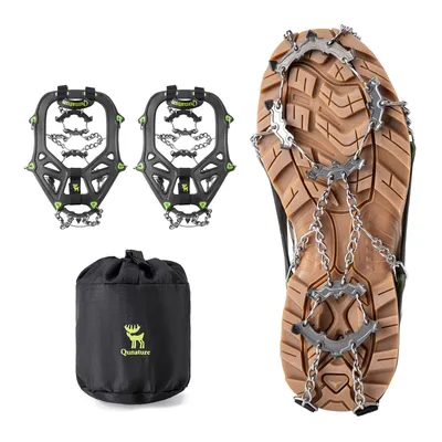 Produktbild von Qunature Schuhspikes Schuhkrallen Steigeisen für Schuhe Grödel 22 Zähne Edelstahl Schuhkrallen Spikes Grödeln Klettern Bergsteigen Trekking, M