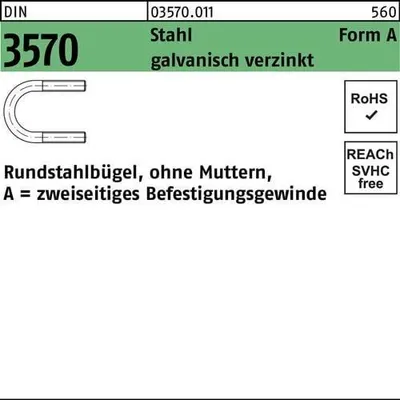 Produktbild von Reyher  Rundstahlbügel DIN3570 St. A 94/NW 80 M 12 vz (50 Stück)