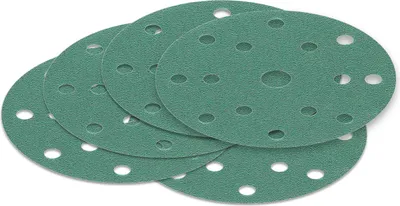 Produktbild von 10 Stück 150 mm Exzenter Schleifscheiben P180 Körnung , 15 Loch, green Film , Haft Klett Schleifpapier