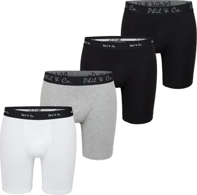 Produktbild von Phil Co. Berlin Herren Retro Boxer 4-Pack Long Boxer - Black + White - Größe XL