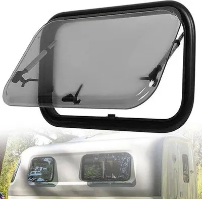 Immagine prodotto di Finestre per roulotte - Ventilazione e privacy - Tenda parasole - 500x450 mm - Nero