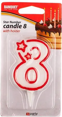 Image de Bougie numéro 8, 7x4,5cm MY PARTY