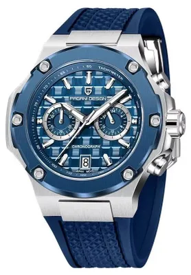 Immagine prodotto di Orologio da uomo Pagani Design, cinturino in silicone, colore argento-blu