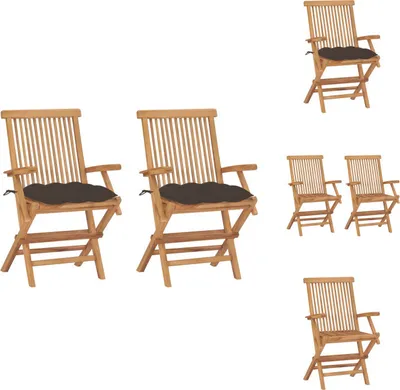 Immagine prodotto di vidaXL Sedie da giardino con cuscini taupe 2 pz. In legno massiccio di teak - sedie da giardino