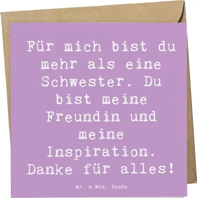 Produktbild von Mr. & Mrs. Panda Grußkarte Spruch Meine Schwester - Lavendeltraum - Geschenk, Liebe, Aufmerksamkeit, anlasskarte, Danke sagen, Bedanken, faltkarte, Glückwunschkarte