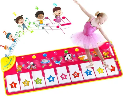 Produktbild von Klaviermatte für Kinder ab 1 Jahr, Musikmatte mit 8 Tierstimmen und 8 Klaviertönen, faltbare Tanzmatte Baby Spielzeug, Lernspielzeug für Jungen & Mädchen, 100 x 36 cm