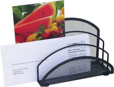 Produktbild von Famanu Briefständer mit 3 Fächern aus Drahtmetall - Schwarz, 18 x 8,5 x 12,5 cm