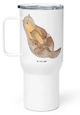 Produktbild von Mr. & Mrs. Panda Isolierbecher Otter Kind - Weiß - Geschenk, Teebecher, Teetasse, Kaffee-to-go-Becher, Tochter, Geburt, Thermobecher, Baby, Kaffee-Thermobecher, Familie