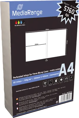 Produktbild von 250 (5x 50) MediaRange Bluray BD-R Einleger Inlay