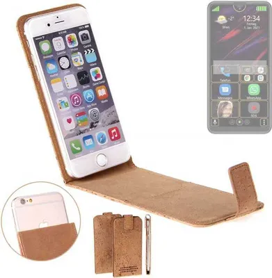 Produktbild von K-S-Trade Handyhülle kompatibel mit Bea-fon M6s Kork Hülle Flipstyle Case Schutzhülle Kork Case Hülle Flip cover Klapphülle Klapp, braun 1x