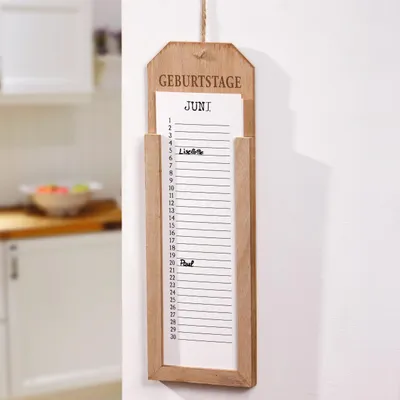 Produktbild von Memoboard Geburtstage Holz – Geburtstagskalender