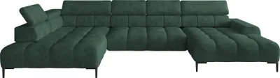 Produktbild von Plaza Ecksofa in U-Form, Linke Seite, Funktional Komfortable Schlaffunktion Verstellbare Kopfstützen Verstellbarer Sitz Wellenfedersystem Hochelastischer Schaum 385x216 cm, Grün