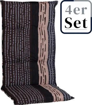Produktbild von 4er Set Hochlehner Auflage Bangui, Motiv - Wirbel-Kreise, grau, 118x50x6cm
