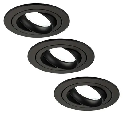 Produktbild von Ledvion 3er Set LED Einbaustrahler Rund Schwarz 3W dimmbar Kaltweiss