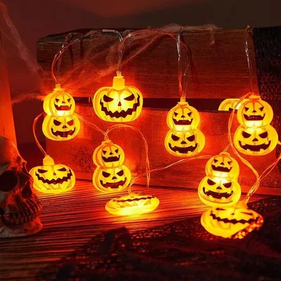 Halloween-Lichterkette, 3,05 m, 20 LEDs, Kürbis, orange