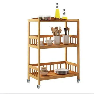 Immagine prodotto di Carrello in bambù con 3 ripiani e ruote per la cucina