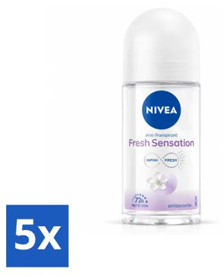 Imagen del producto de 5 unidades de desodorante roll-on NIVEA Fresh Sensation, 50 ml cada uno. Paquete económico